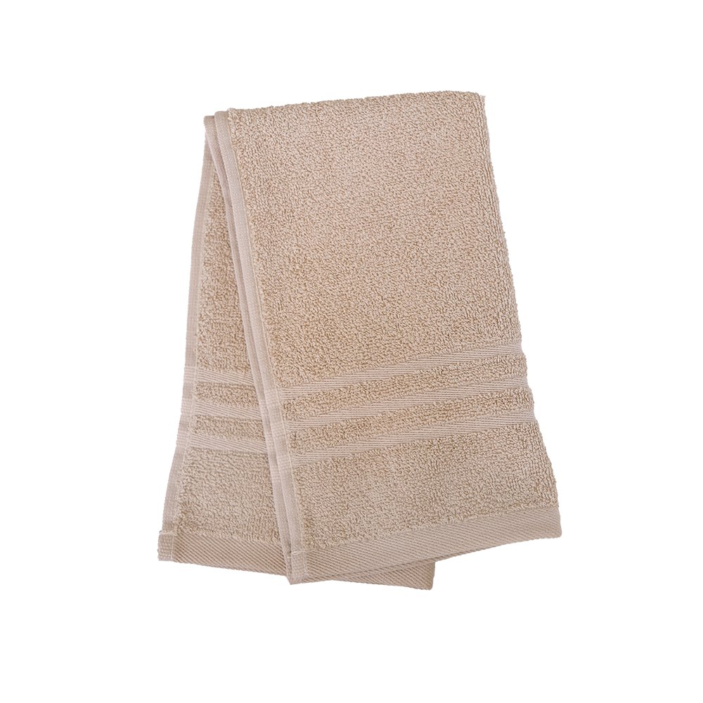 Ein Gaestetuch von NATURAWALK aus 100 Prozent Bio-Baumwolle in der Groesse 30x50cm. Farbe Beige. Modell Milano Exclusiv Beige.