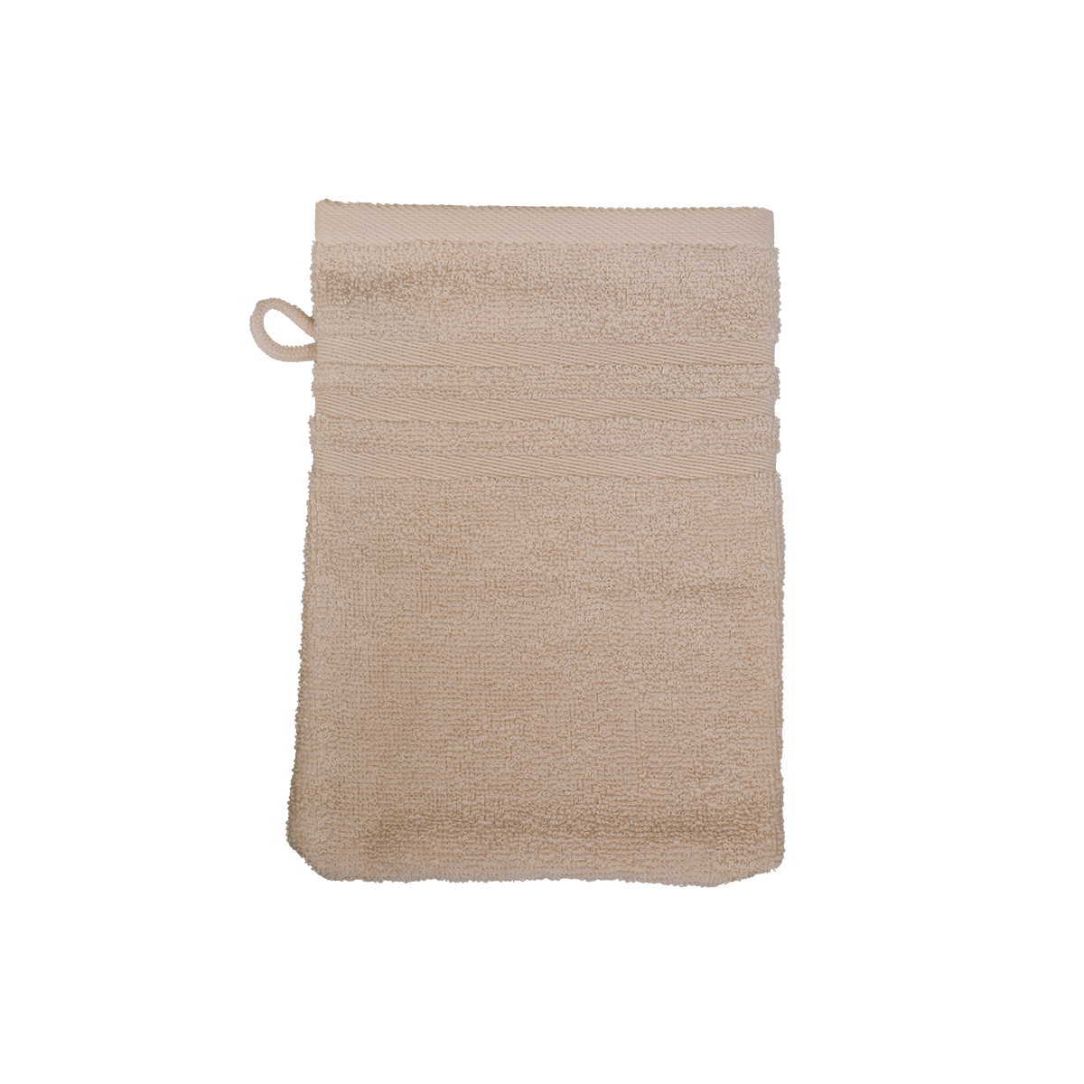 Ein Waschhandschuh von NATURAWALK aus 100 Prozent Bio-Baumwolle in der Groesse 16x21cm. Farbe Beige. Modell Milano Exclusiv Beige.
