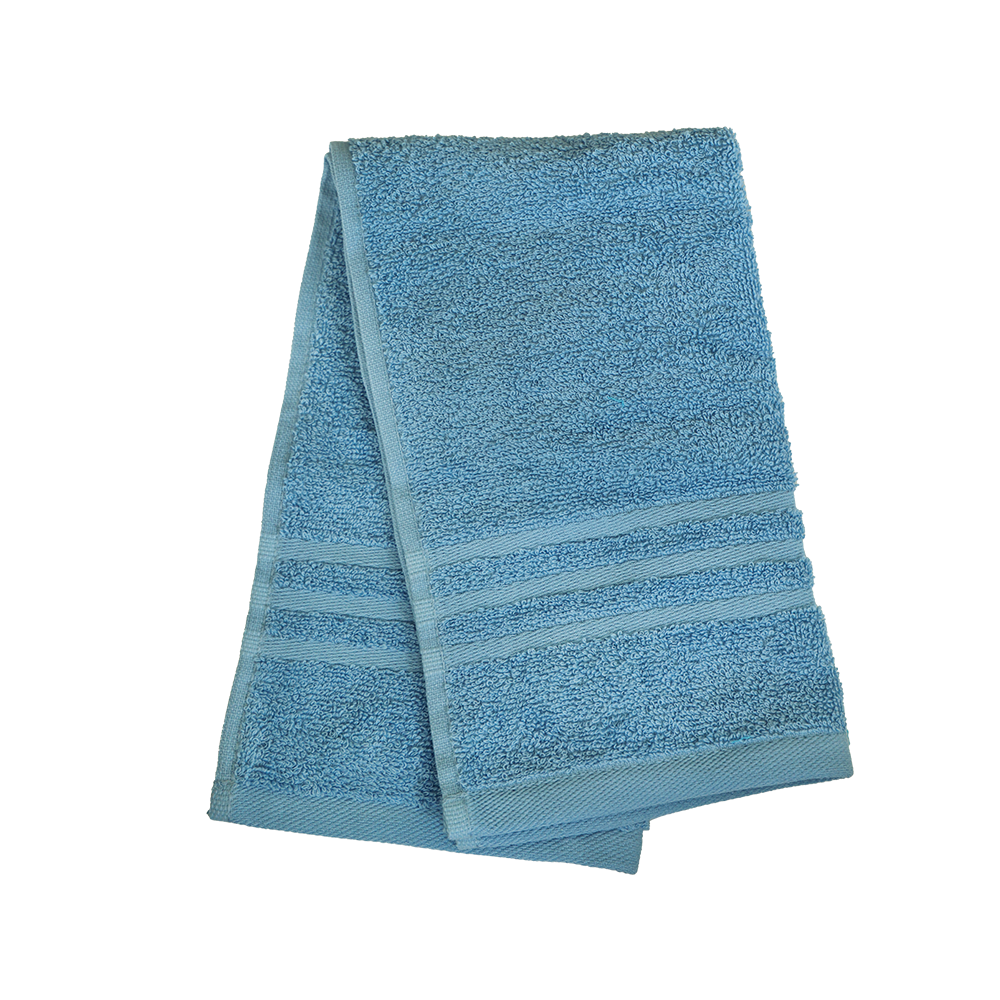 Ein Gaestetuch von NATURAWALK aus 100 Prozent Bio-Baumwolle in der Groesse 30x50cm. Farbe Blau. Modell Milano Exclusiv Blau.