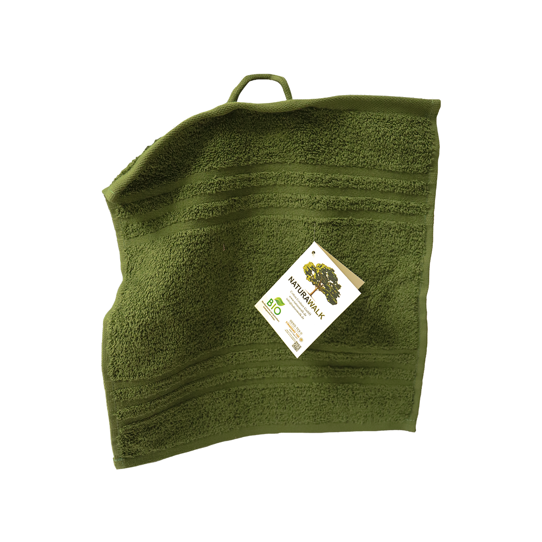 Ein Seiftuch von NATURAWALK aus 100 Prozent Bio-Baumwolle in der Groesse 30x30cm. Farbe Gruen. Modell Milano Exclusiv Cypress.