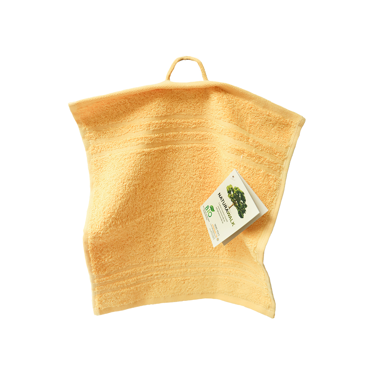 Ein Seiftuch von NATURAWALK aus 100 Prozent Bio-Baumwolle in der Groesse 30x30cm. Farbe Gelb. Modell Milano Exclusiv Gelb.