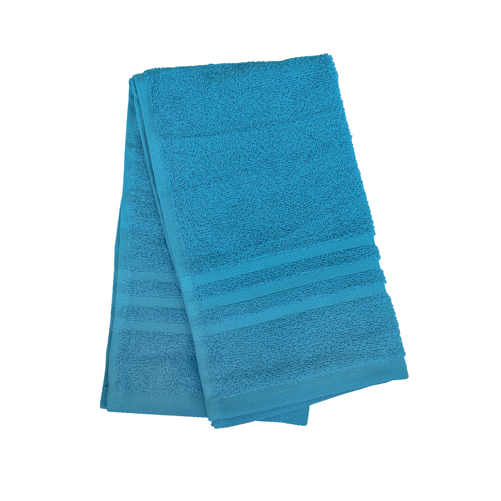 Ein Gaestetuch von NATURAWALK aus 100 Prozent Bio-Baumwolle in der Groesse 30x50cm. Farbe Blau. Modell Milano Exclusiv Malibu Blau.