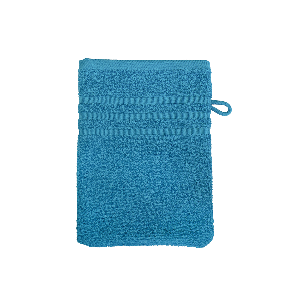 Ein Waschhandschuh von NATURAWALK aus 100 Prozent Bio-Baumwolle in der Groesse 16x21cm. Farbe Blau. Modell Milano Exclusiv Malibu Blau.