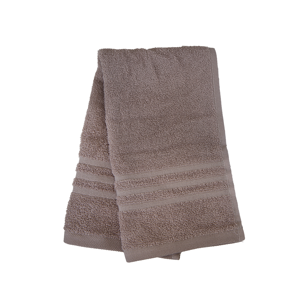 Ein Gaestetuch von NATURAWALK aus 100 Prozent Bio-Baumwolle in der Groesse 30x50cm. Farbe Taupe. Modell Milano Exclusiv Mauve.