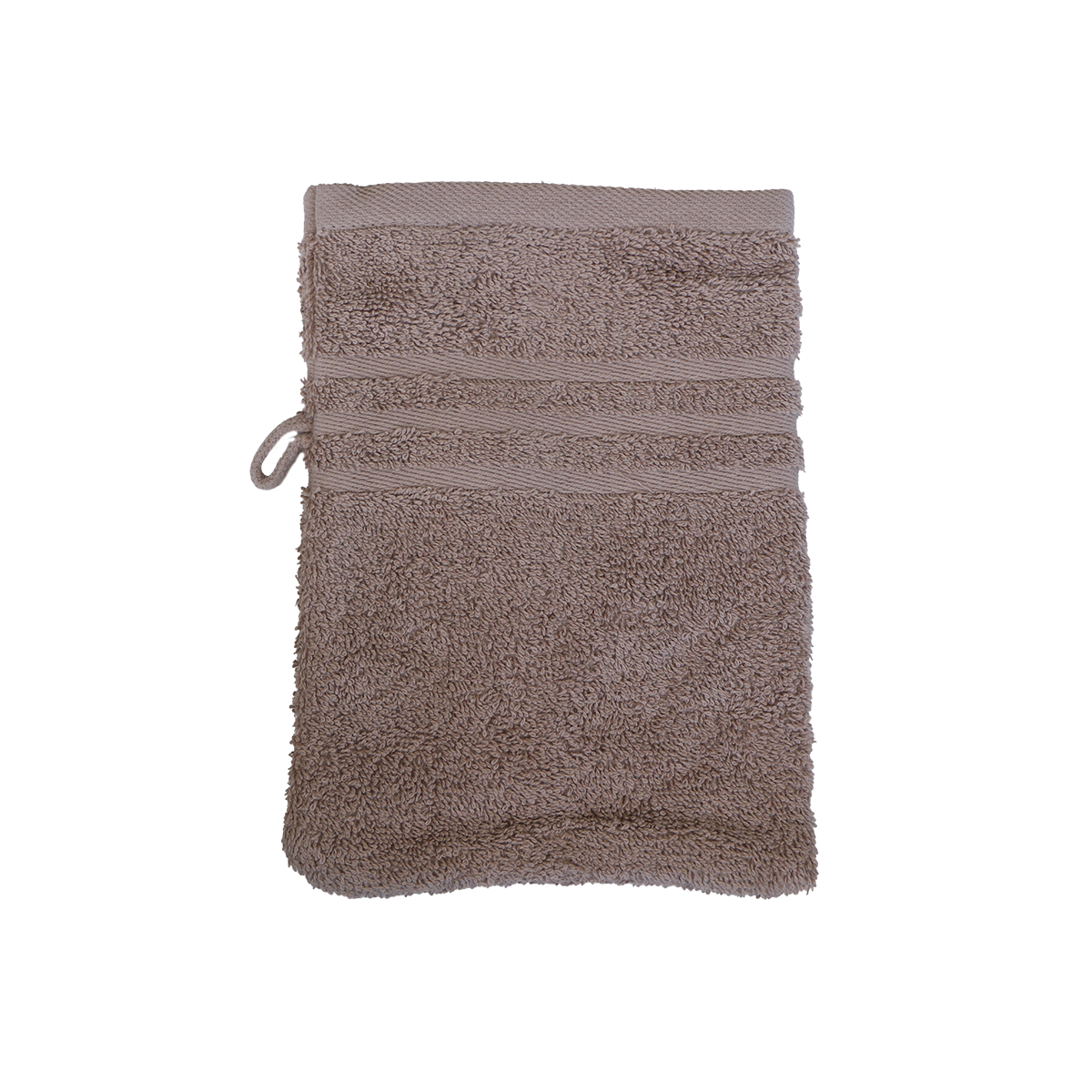 Ein Waschhandschuh von NATURAWALK aus 100 Prozent Bio-Baumwolle in der Groesse 16x21cm. Farbe Taupe. Modell Milano Exclusiv Mauve.