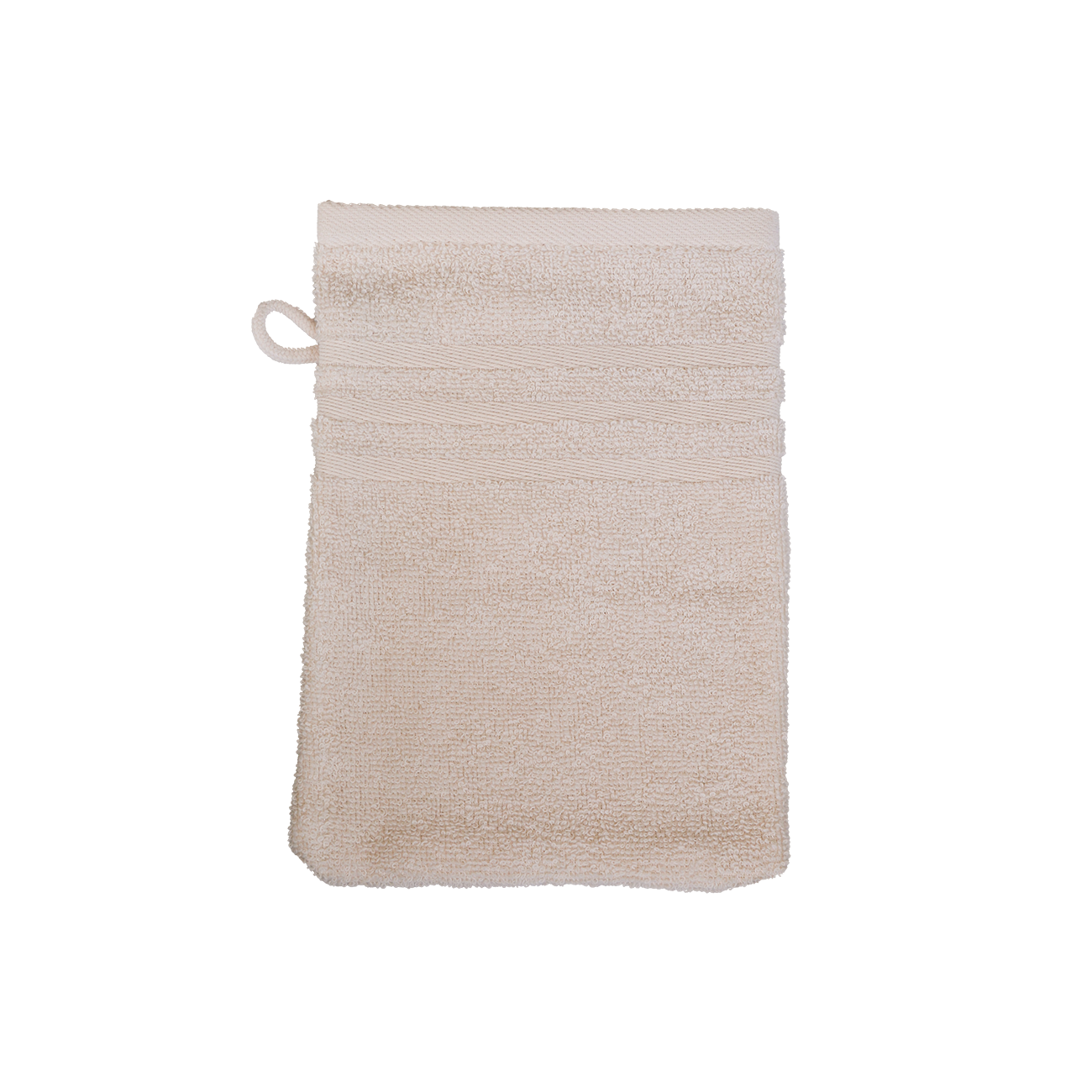 Ein Waschhandschuh von NATURAWALK aus 100 Prozent Bio-Baumwolle in der Groesse 16x21cm. Farbe Beige. Modell Milano Exclusiv Natur.