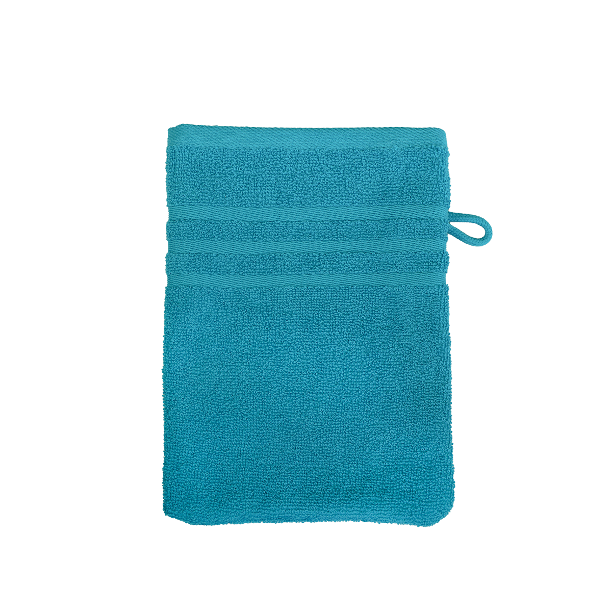 Ein Waschhandschuh von NATURAWALK aus 100 Prozent Bio-Baumwolle in der Groesse 16x21cm. Farbe Tuerkis. Modell Milano Exclusiv Petrol.