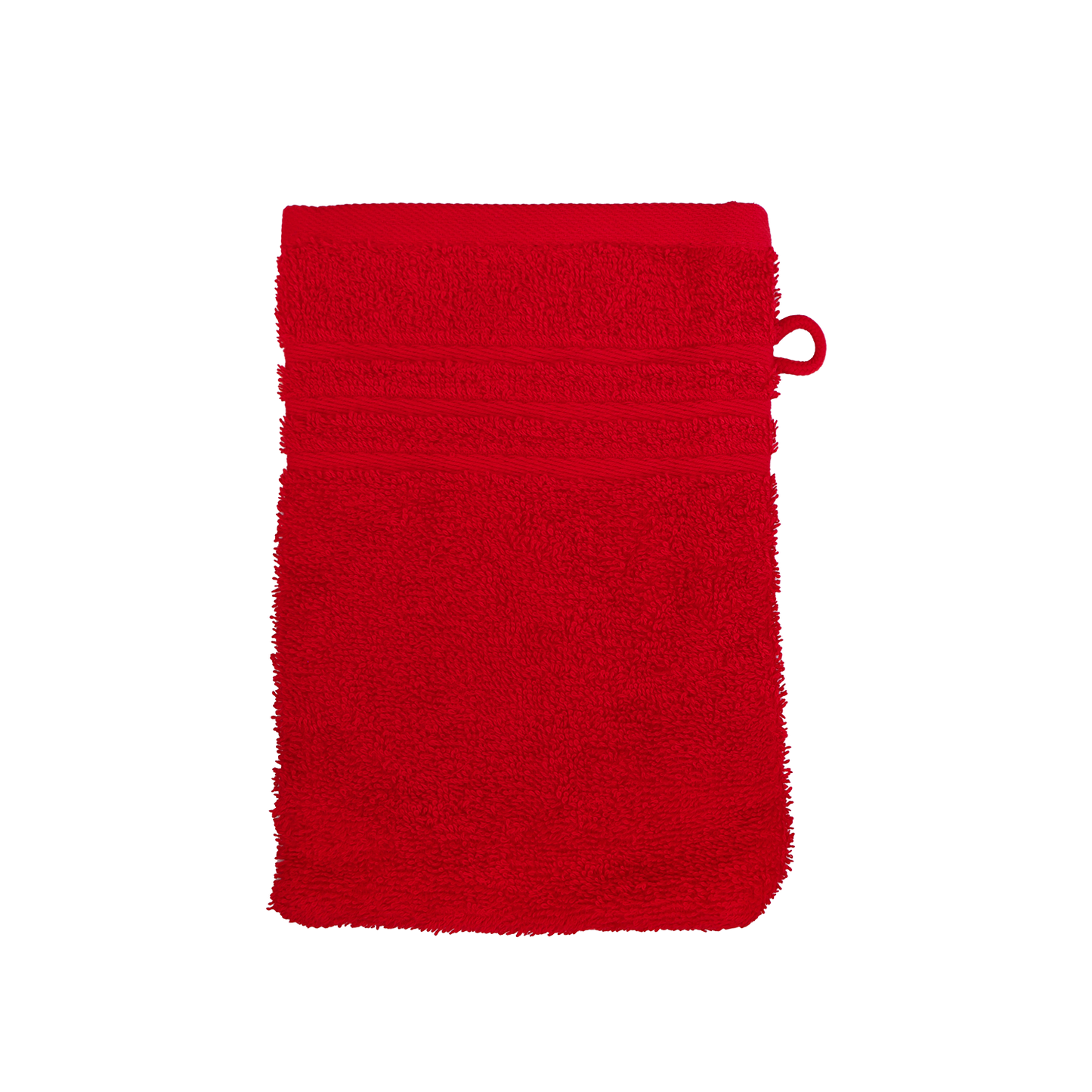Ein Waschhandschuh von NATURAWALK aus 100 Prozent Bio-Baumwolle in der Groesse 16x21cm. Farbe Rot. Modell Milano Exclusiv Rot.