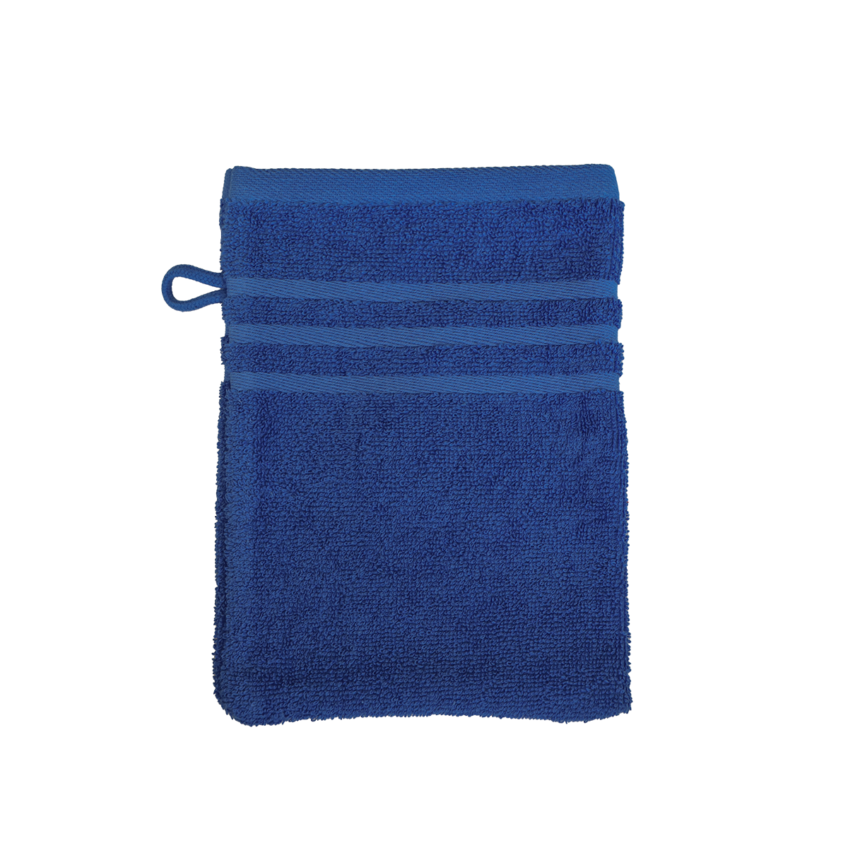 Ein Waschhandschuh von NATURAWALK aus 100 Prozent Bio-Baumwolle in der Groesse 16x21cm. Farbe Blau. Modell Milano Exclusiv Royalblau.