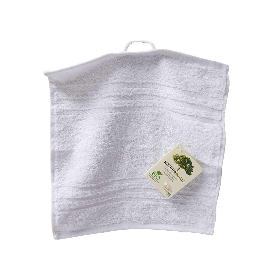 Ein Seiftuch von NATURAWALK aus 100 Prozent Bio-Baumwolle in der Groesse 30x30cm. Farbe Weiss. Modell Milano Exclusiv Weiss.