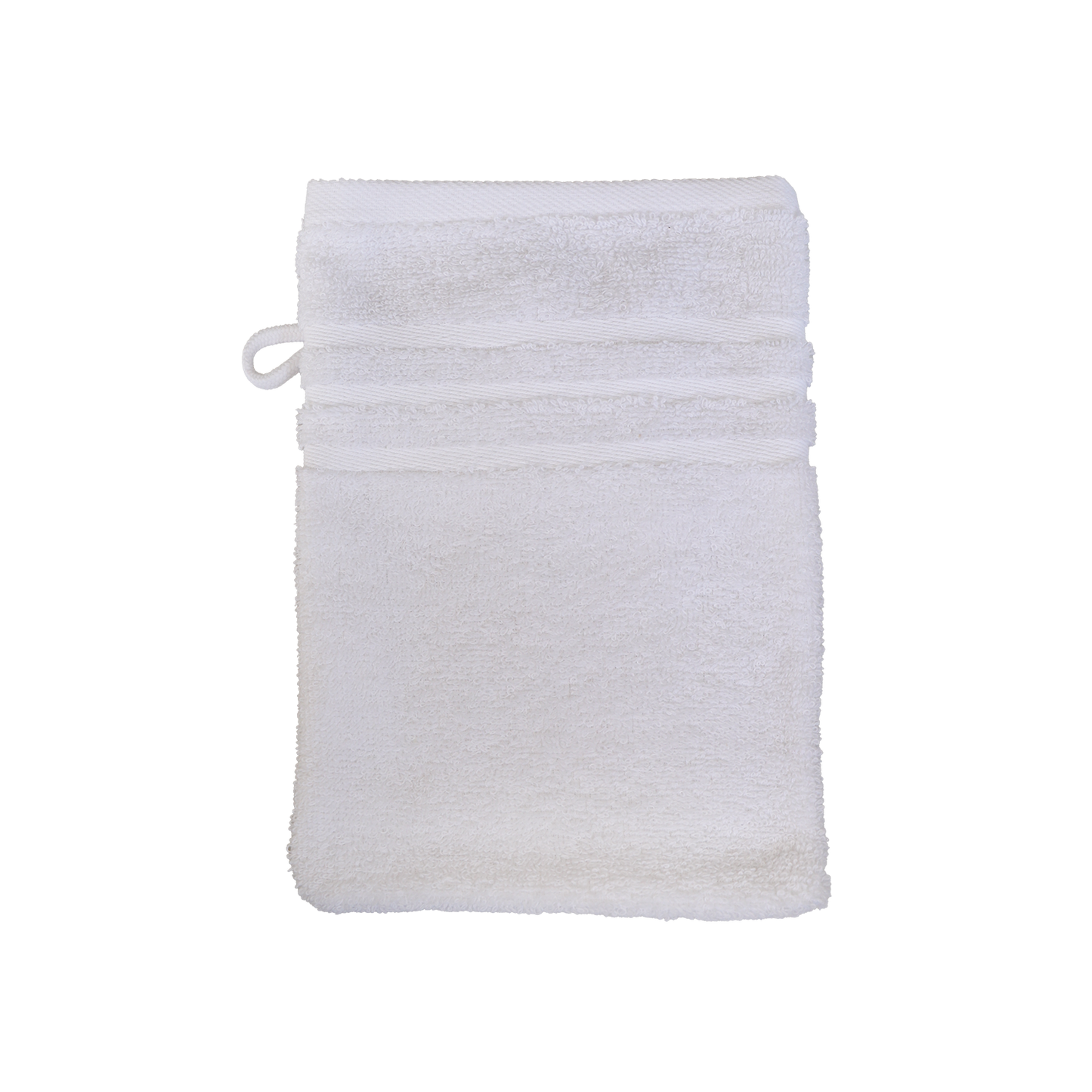 Ein Waschhandschuh von NATURAWALK aus 100 Prozent Bio-Baumwolle in der Groesse 16x21cm. Farbe Weiss. Modell Milano Exclusiv Weiss.