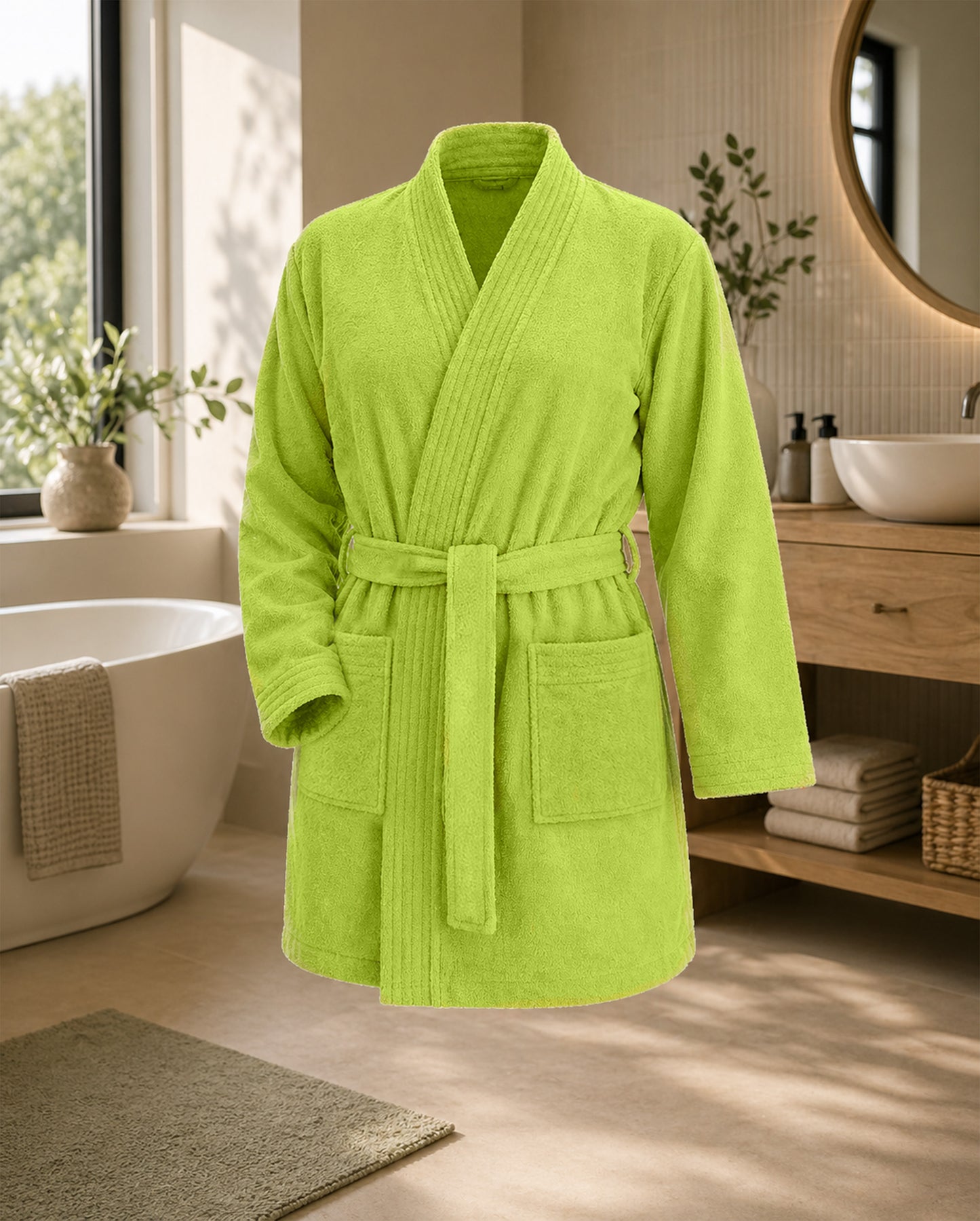 Kimono | kurzer Bademantel ohne Kapuze | LIST | Kiwi | Woman | 100% Baumwolle