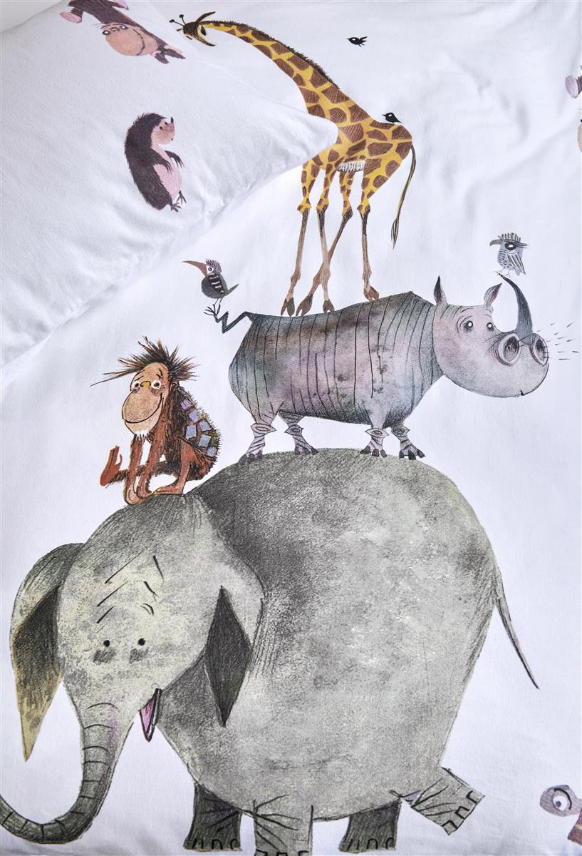 Detaildarstellung der Illustration auf der beddinghouse Bettwaesche Modell Dieren Stapelen