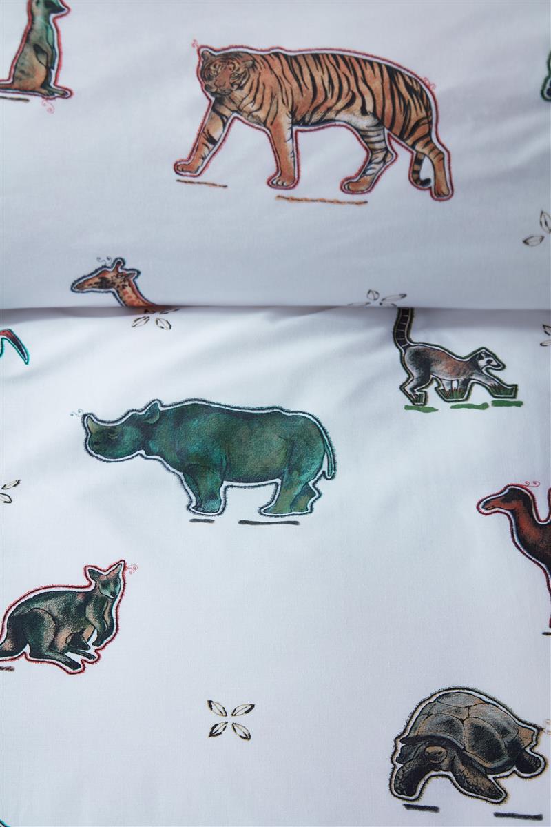 Detaildarstellung der Illustrationen auf der beddinghouse Bettwaesche Modell Wild Animals.