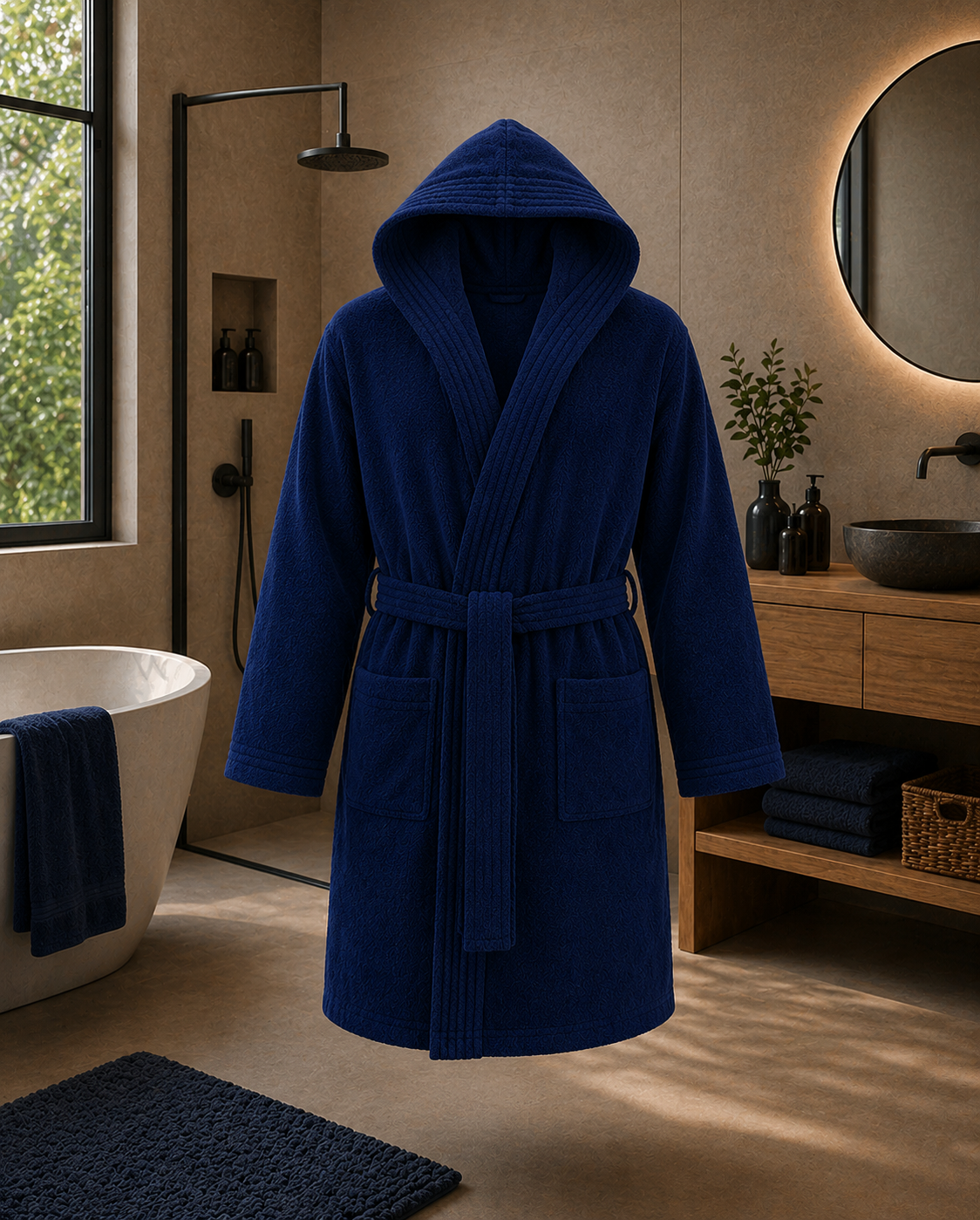 Kimono | kurzer Bademantel mit Kapuze | LIST | Marino | Herren | 100% Baumwolle