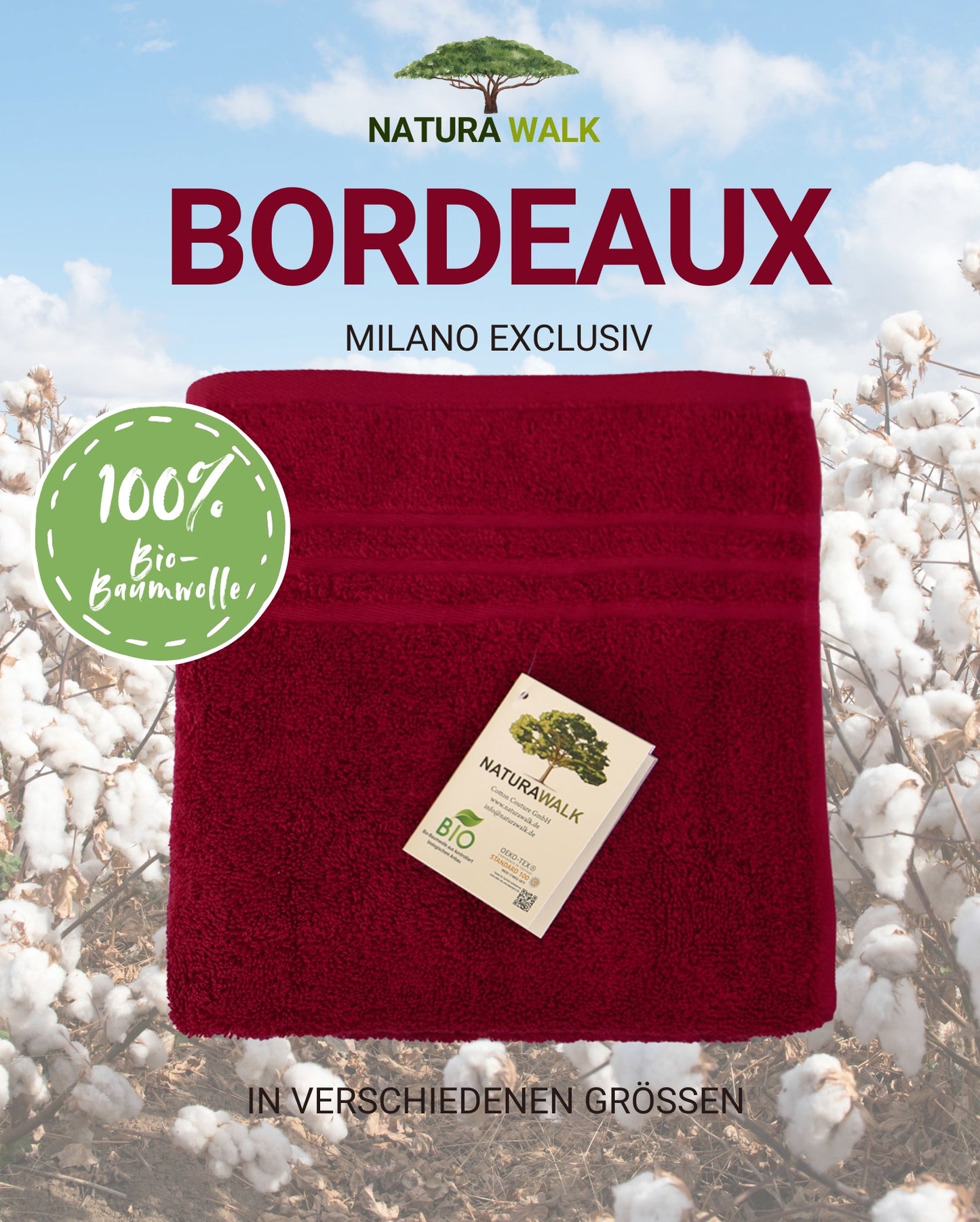 Handtuch | NATURAWALK | Milano Exclusiv | Bordeaux | Bio-Baumwolle