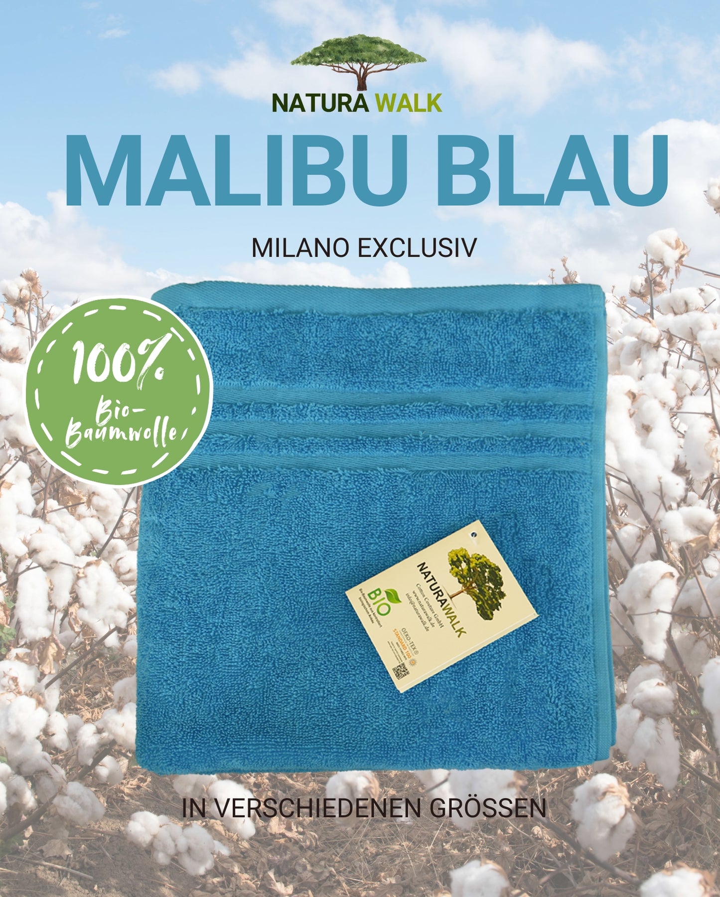 Handtuch | NATURAWALK | Milano Exclusiv | Malibu Blau | Bio-Baumwolle