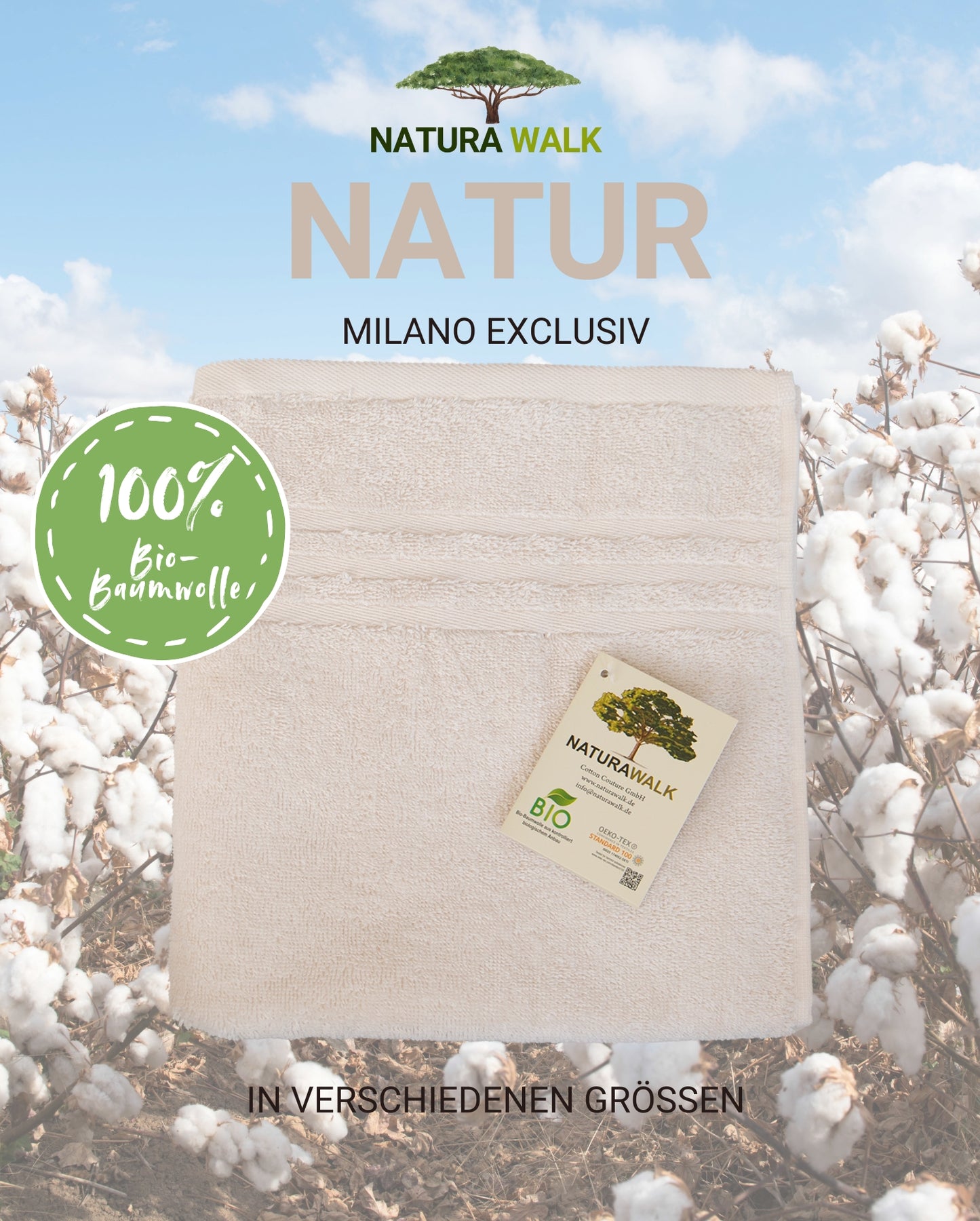 Handtuch | NATURAWALK | Milano Exclusiv | Natur | Bio-Baumwolle
