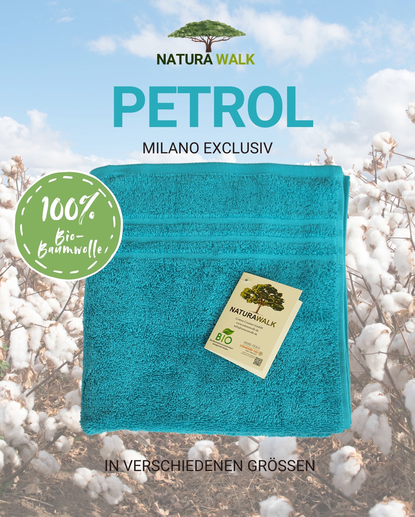 Towel Organic Cotton NATURAWALK Milano Exclusiv Petrol