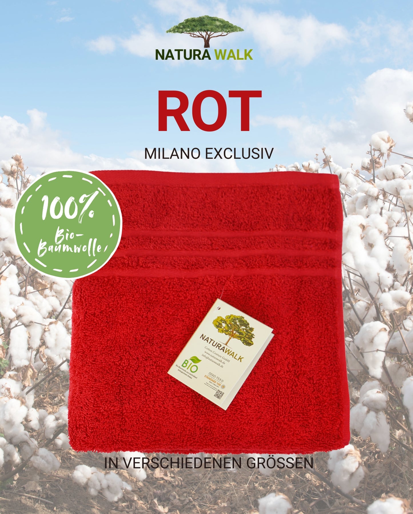 Handtuch | NATURAWALK | Milano Exclusiv | Rot | Bio-Baumwolle
