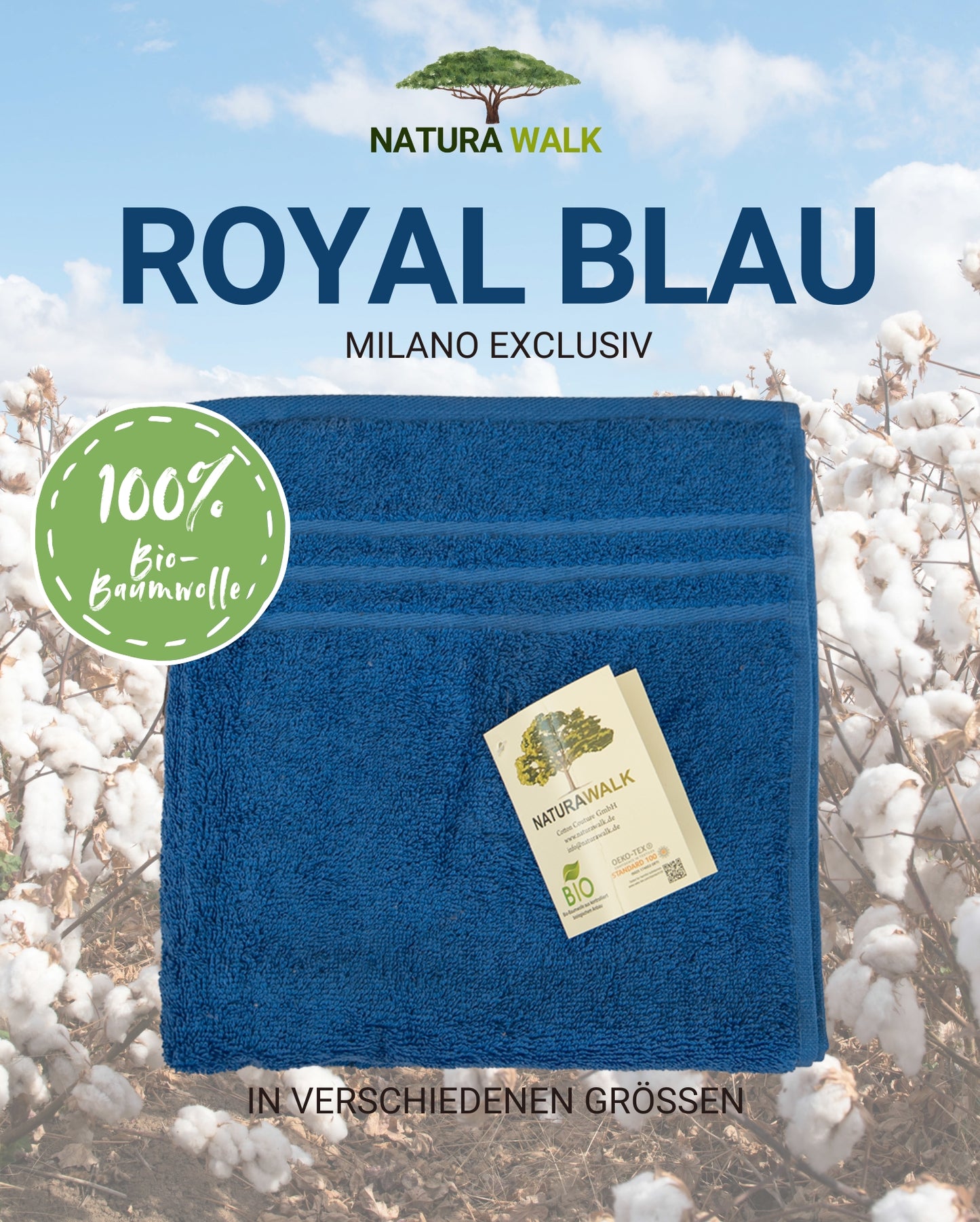Handtuch | NATURAWALK | Milano Exclusiv | Royalblau | Bio-Baumwolle