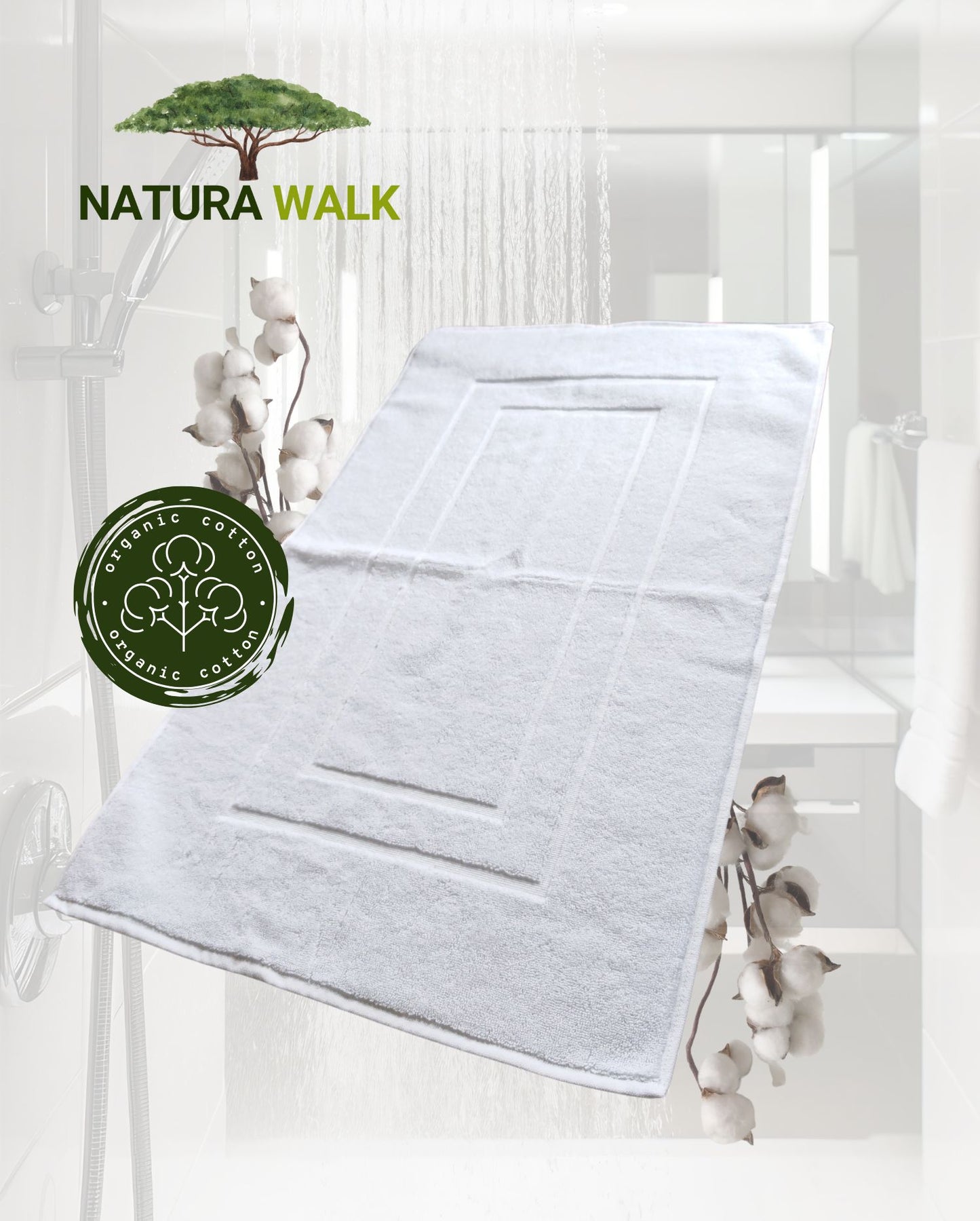 Badematte | NATURAWALK | Weiß | 50x80cm | Bio-Baumwolle