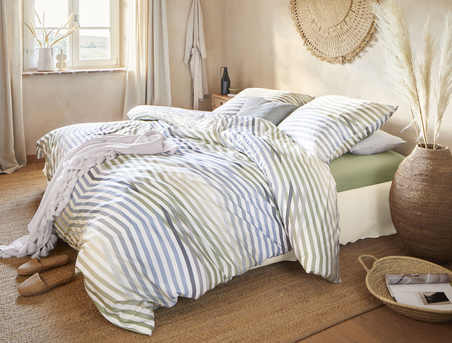 Mako satin bed linen Irisette Sky