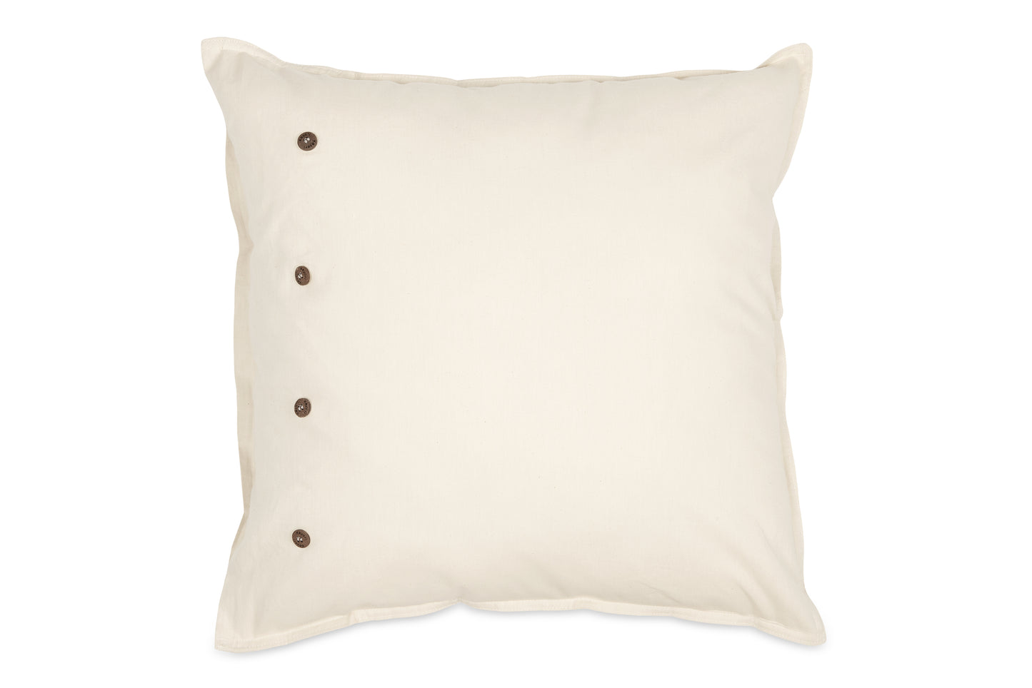 Ein Kopfkissen bezogen mit Perkal-Baumwoll Bettwaesche in der Farbe Beige. Modell Natur.