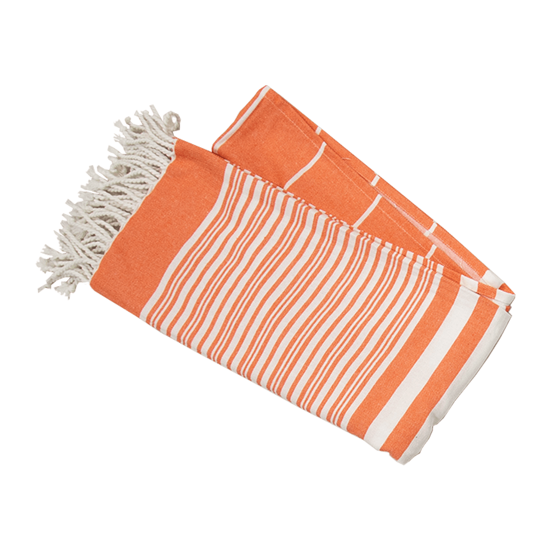 Ein Hamamtuch von Standard Line in der Groesse 90x170cm aus 100 Prozent Baumwolle in der Farbe Orange. Modell Pareo.