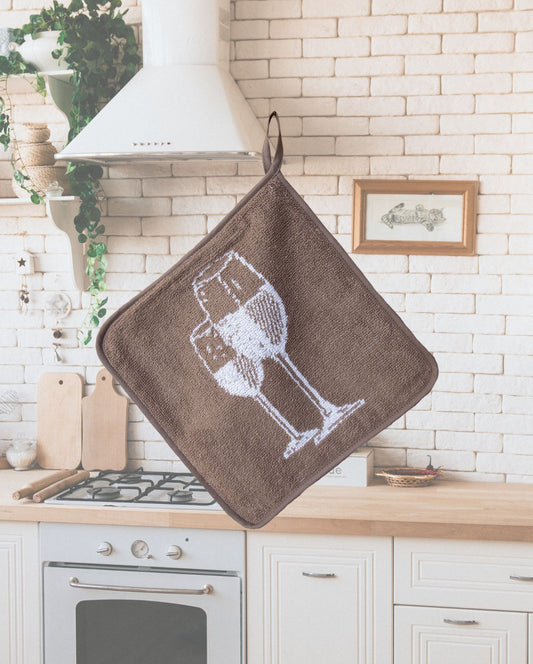 Hitzebeständiger Topflappen |  Weinglas | 22x22cm