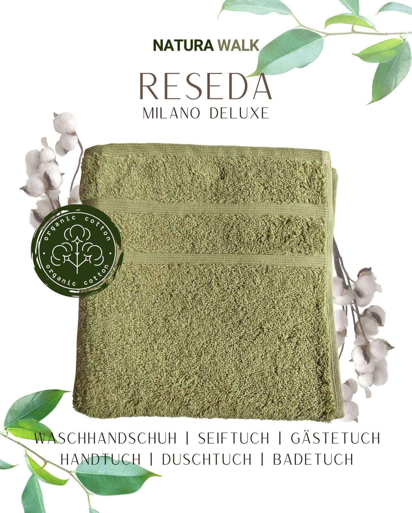 Handtuch NATURAWALK Milano Deluxe 600g/m², 100% Bio-Baumwolle - Reseda