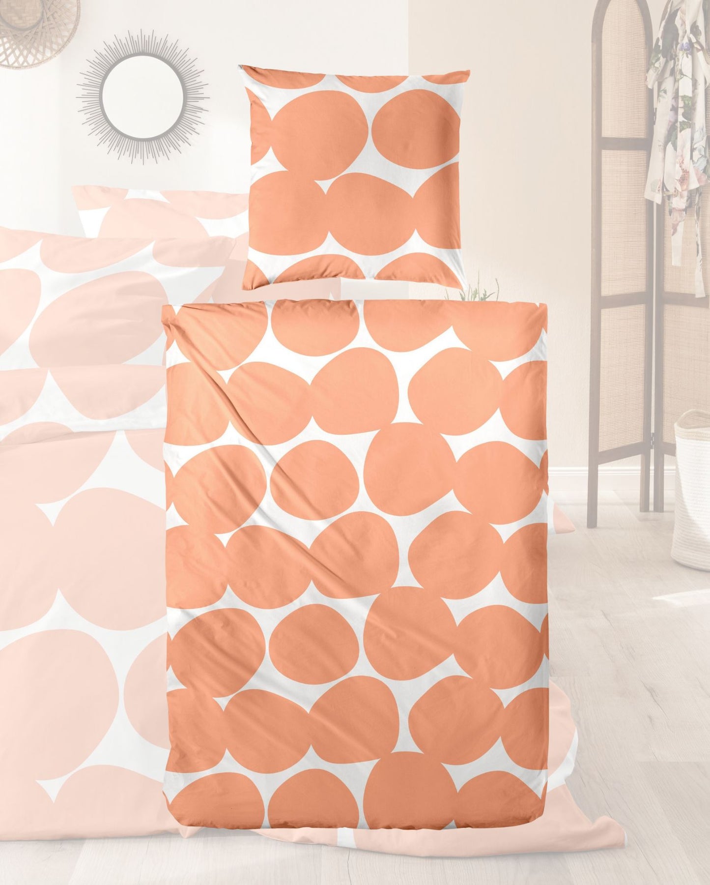 Perkal Bettwäsche | PRIMERA | Orange Punkte