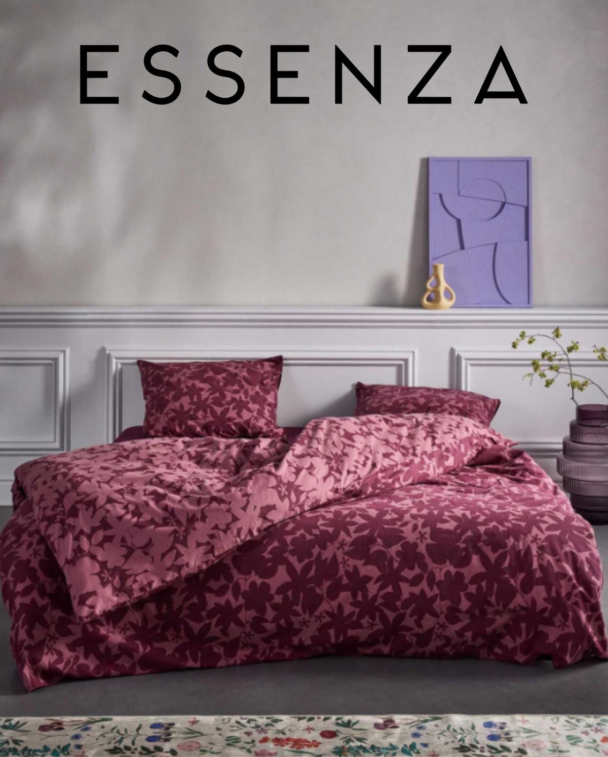 Percale bed linen ESSENZA Fela Sloe Blue 