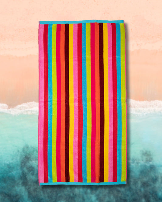 Beach Towel Colorful Stripes, 90x165, 100% Cotton