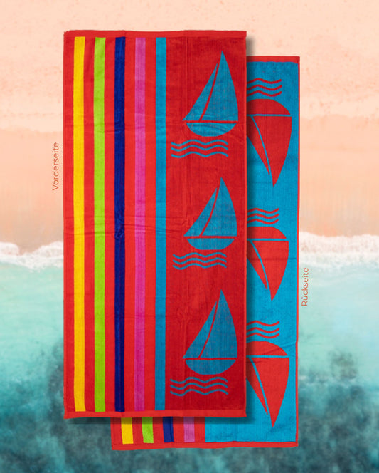 Beach Towel Boats, 90x165, 100% Cotton