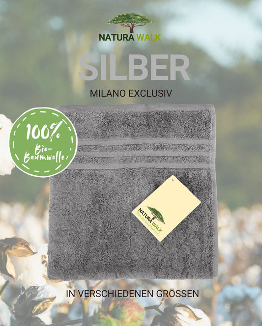 Handtuch | NATURAWALK | Milano Exclusiv | Silber | Bio-Baumwolle