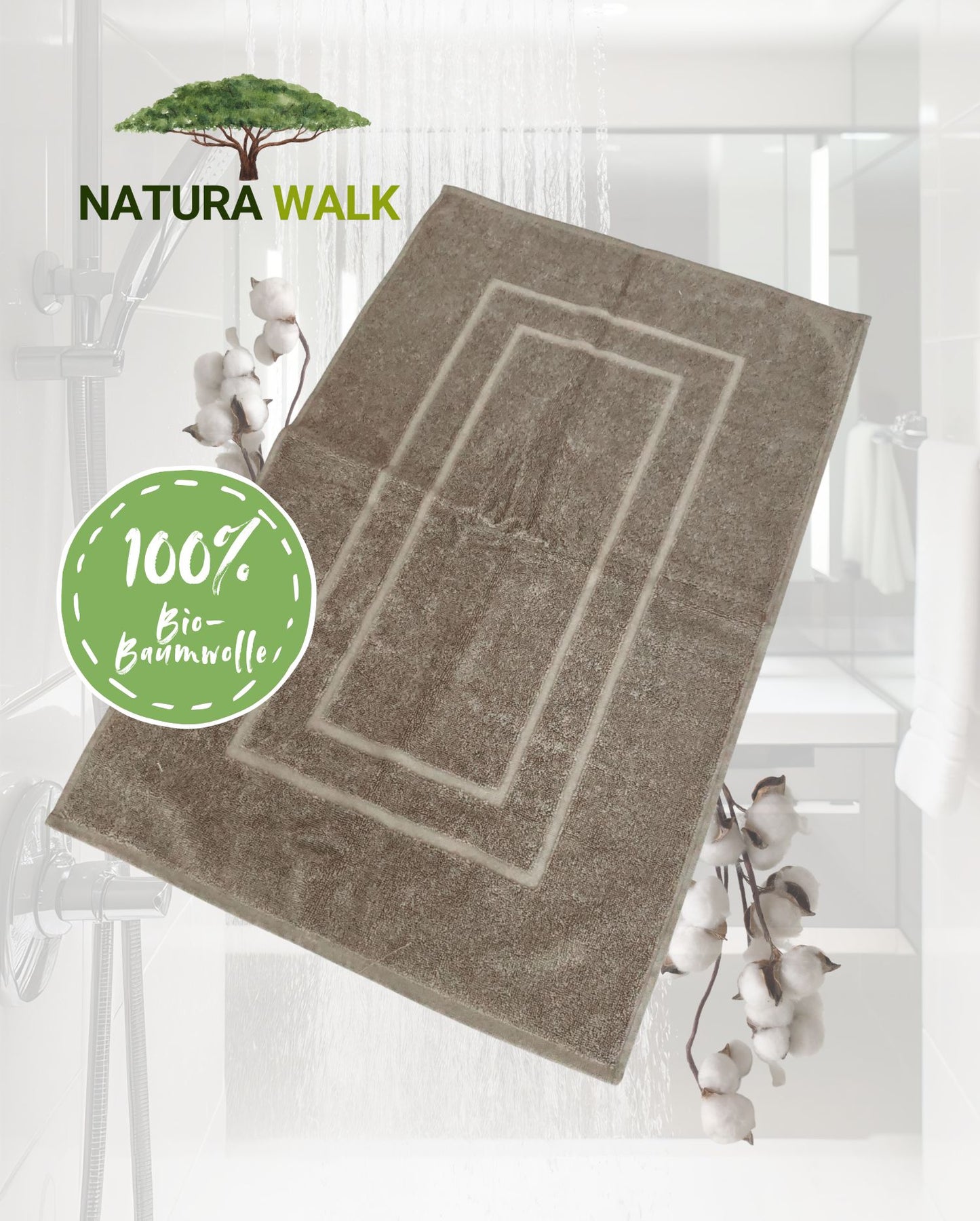 Bath mat NATURAWALK Tan 50x80cm 100% organic cotton