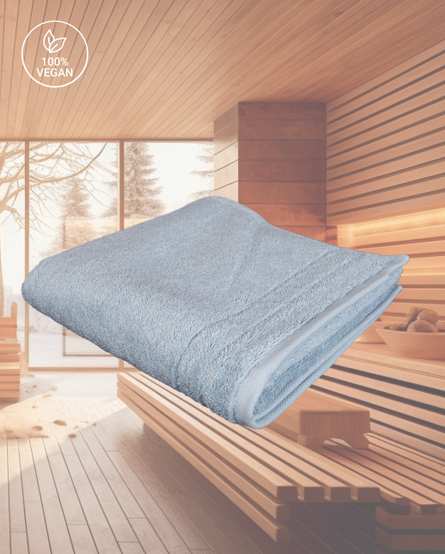 Saunatuch | Vegan Home | Eisblau | 100x200cm | Bio-Baumwolle