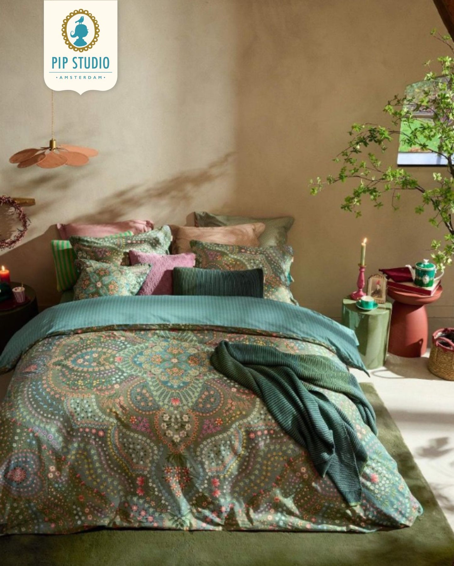 Percale bed linen PIP STUDIO Okinawa Green