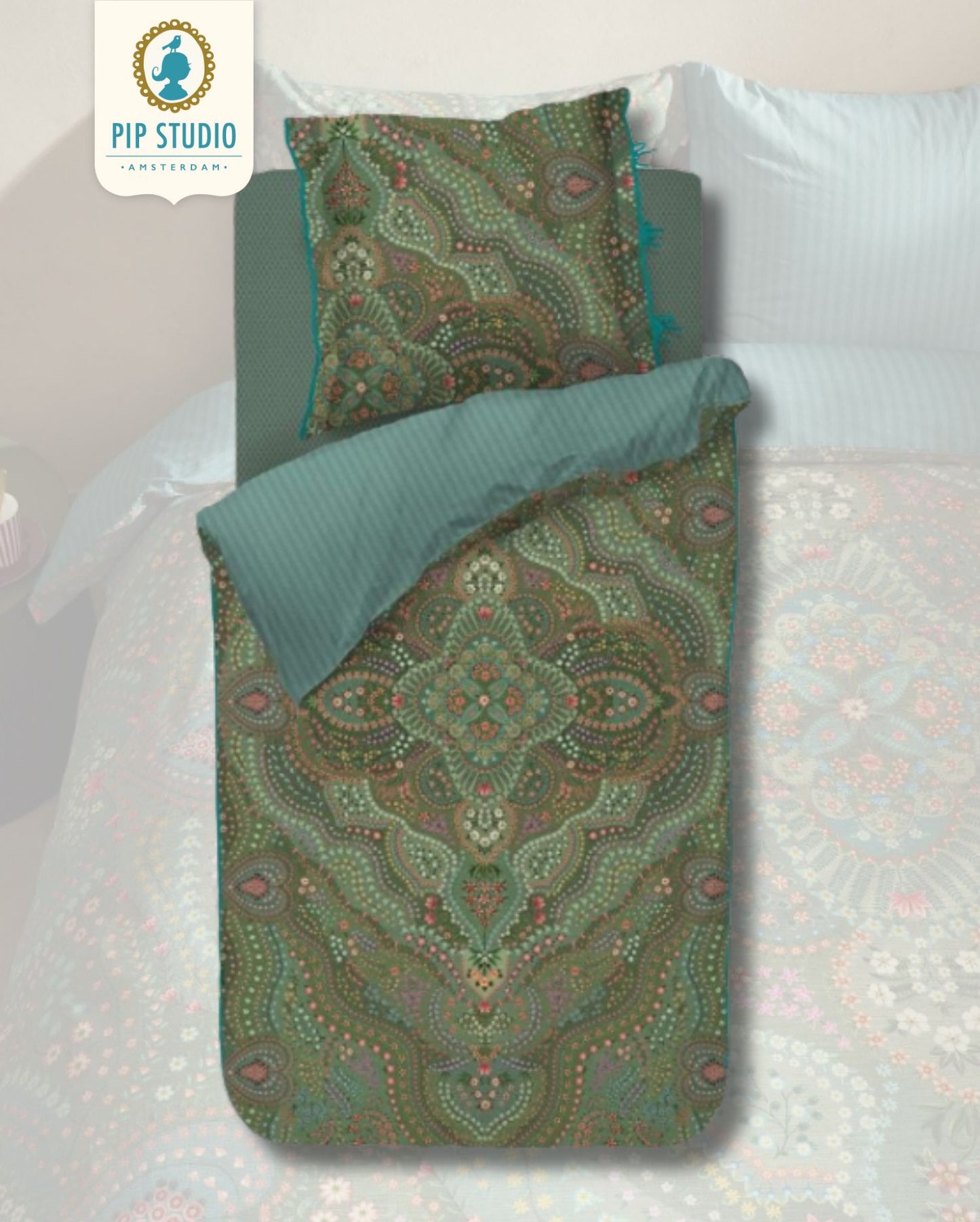 Percale bed linen PIP STUDIO Okinawa Green