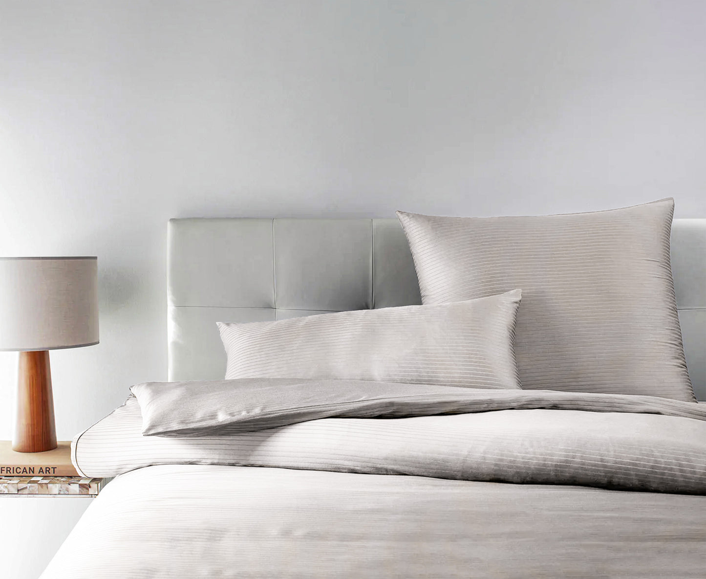 Satin Bettwäsche | Buddemeyer | Cinza - Feine Streifen Beige