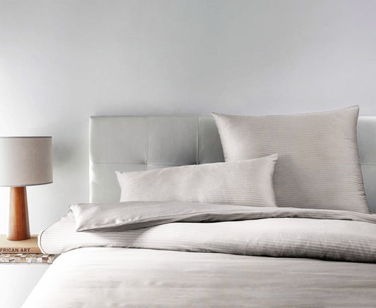 Satin Bettwäsche | Buddemeyer | Cinza - Feine Streifen Beige