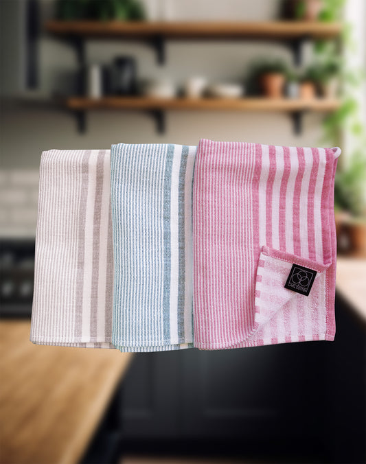 Küchenfrottiertuch | CARL COTTON | Stripes Pink, Grau oder Grün | 40x70cm Stripes