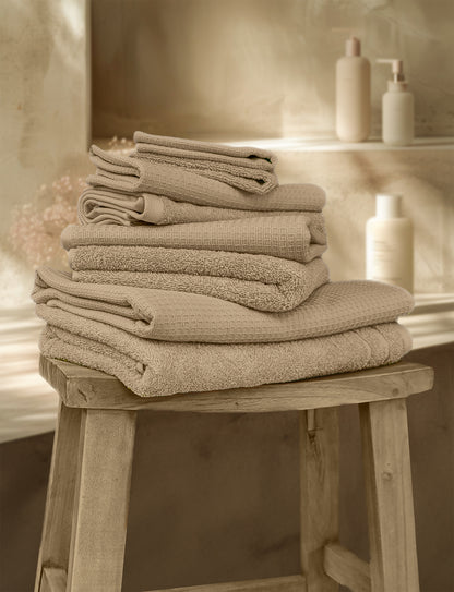 Handtuch | CARL COTTON | Waffelpiqué | Beige
