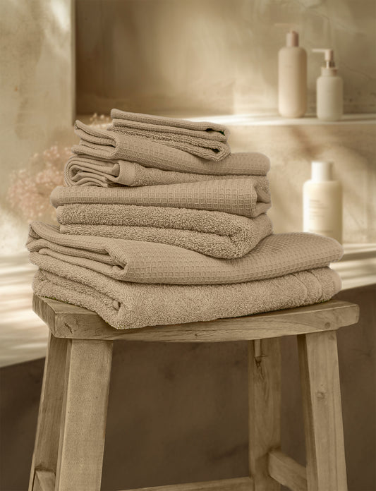 Handtuch | CARL COTTON | Waffelpiqué | Beige