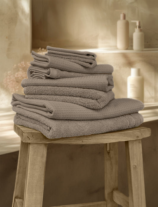 Handtuch | CARL COTTON | Waffelpiqué | Taupe