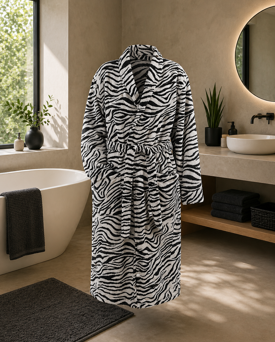 Bademantel | LIST | Zebra | lang | unisex | ohne Kapuze