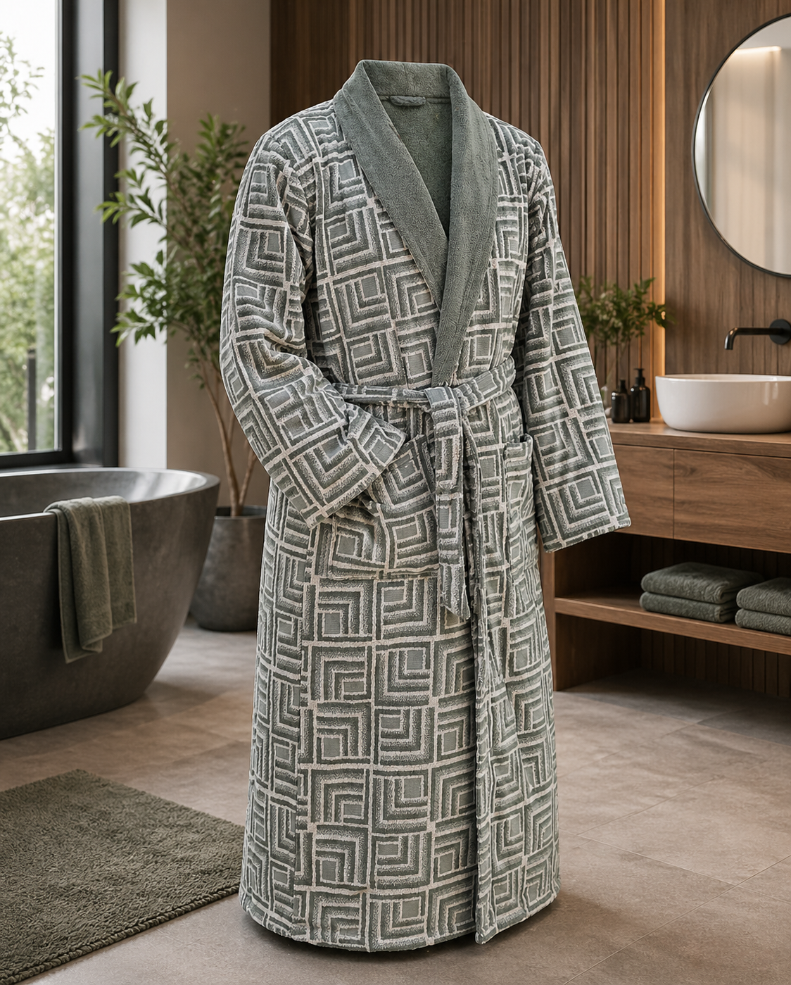 Bademantel | LIST | Maze | lang | unisex | ohne Kapuze