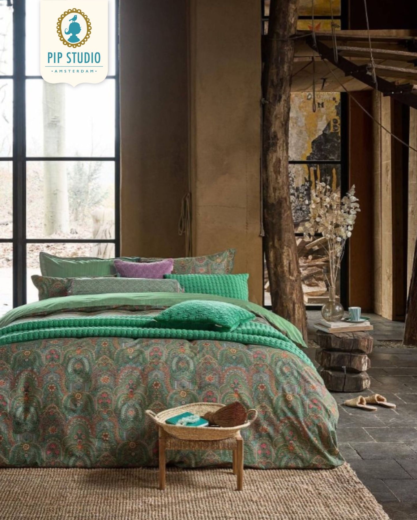 Percale bed linen PIP STUDIO Okinawa Green