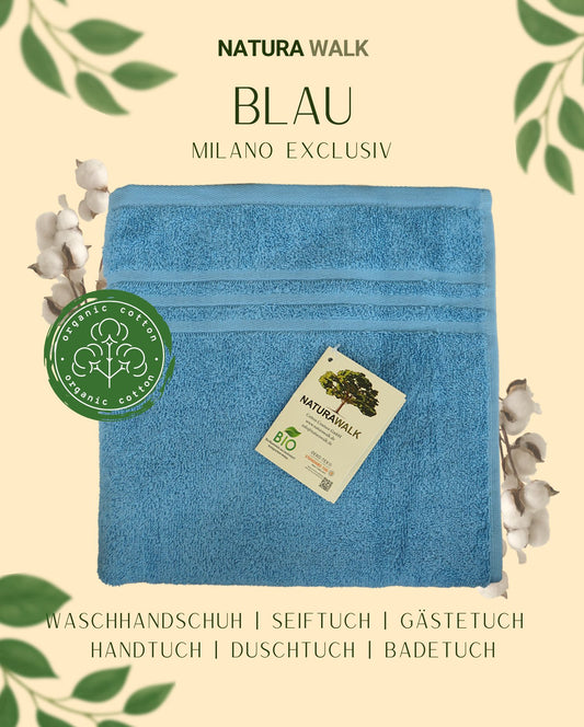 Handtuch | NATURAWALK | Milano Exclusiv Blau | Bio-Baumwolle